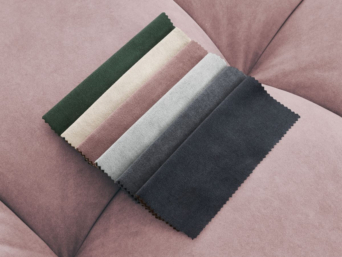Bobochic Mont-blanc Ecksofa mit Pouf Samt Rosa Ecke rechts
