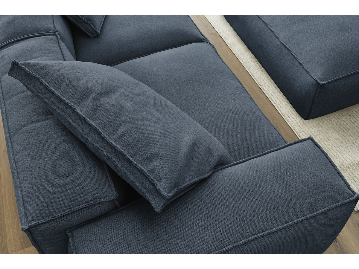 Bobochic Boheme Sofa 4-Sitzer mit Pouf Melange-Stoff Dunkelblau