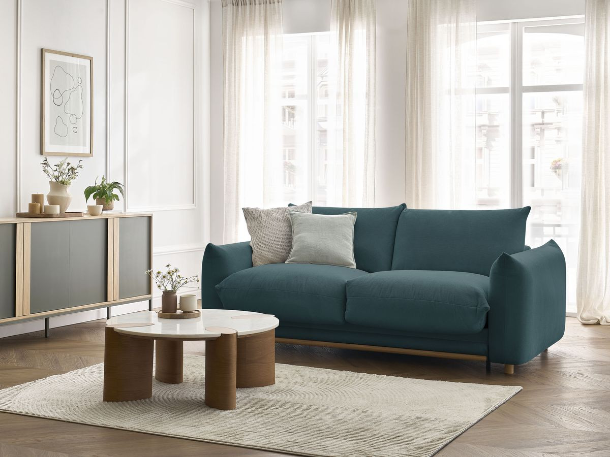 Bobochic Ernest Schlafsofa 3-Sitzer, Liegefläche 190 × 140 / 160 cm Stoff Dunkelblau, Liegefläche 140 × 190 cm