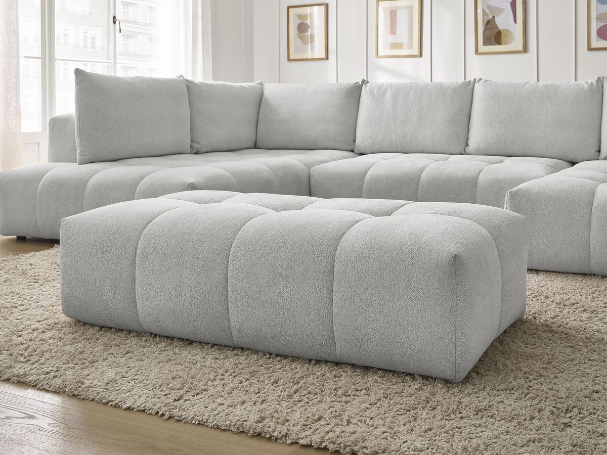 Bobochic Everest Wohnlandschaft mit Pouf, 6 Kissen Melange-Stoff Hellgrau Ecke rechts