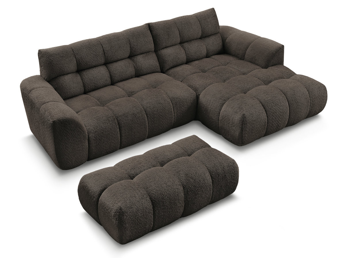 Bobochic Jaya Ecksofa mit Pouf Chenille Braun Ecke rechts