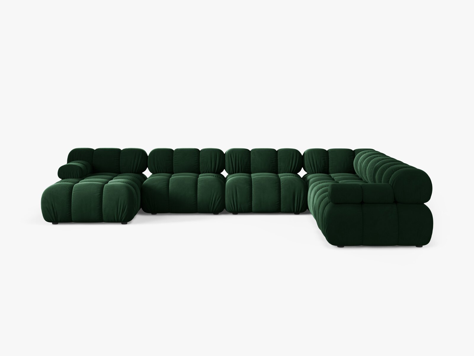 Micadoni Modulares Panorama Ecksofa Bellis 8-Sitzer Rechts Samt Bluvel Flaschengrün