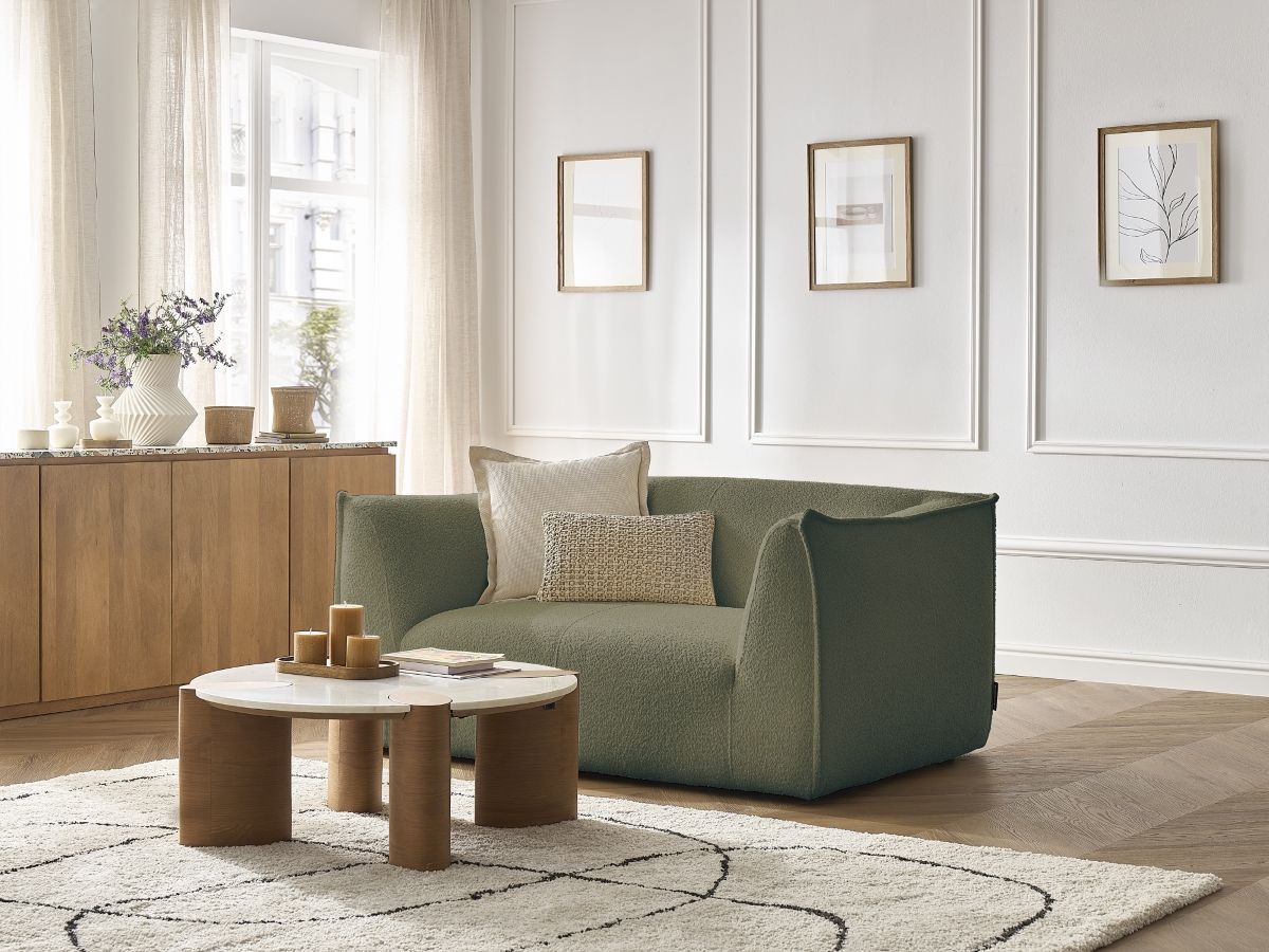 Bobochic Giorgia Sofa 2-Sitzer Bouclé-Stoff Grün