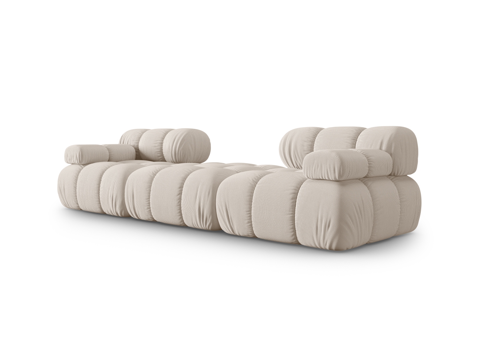 Micadoni Modulares Sofa Bellis 3-Sitzer mit flachem Modul 3D-Stoff Sonic Helles Beige
