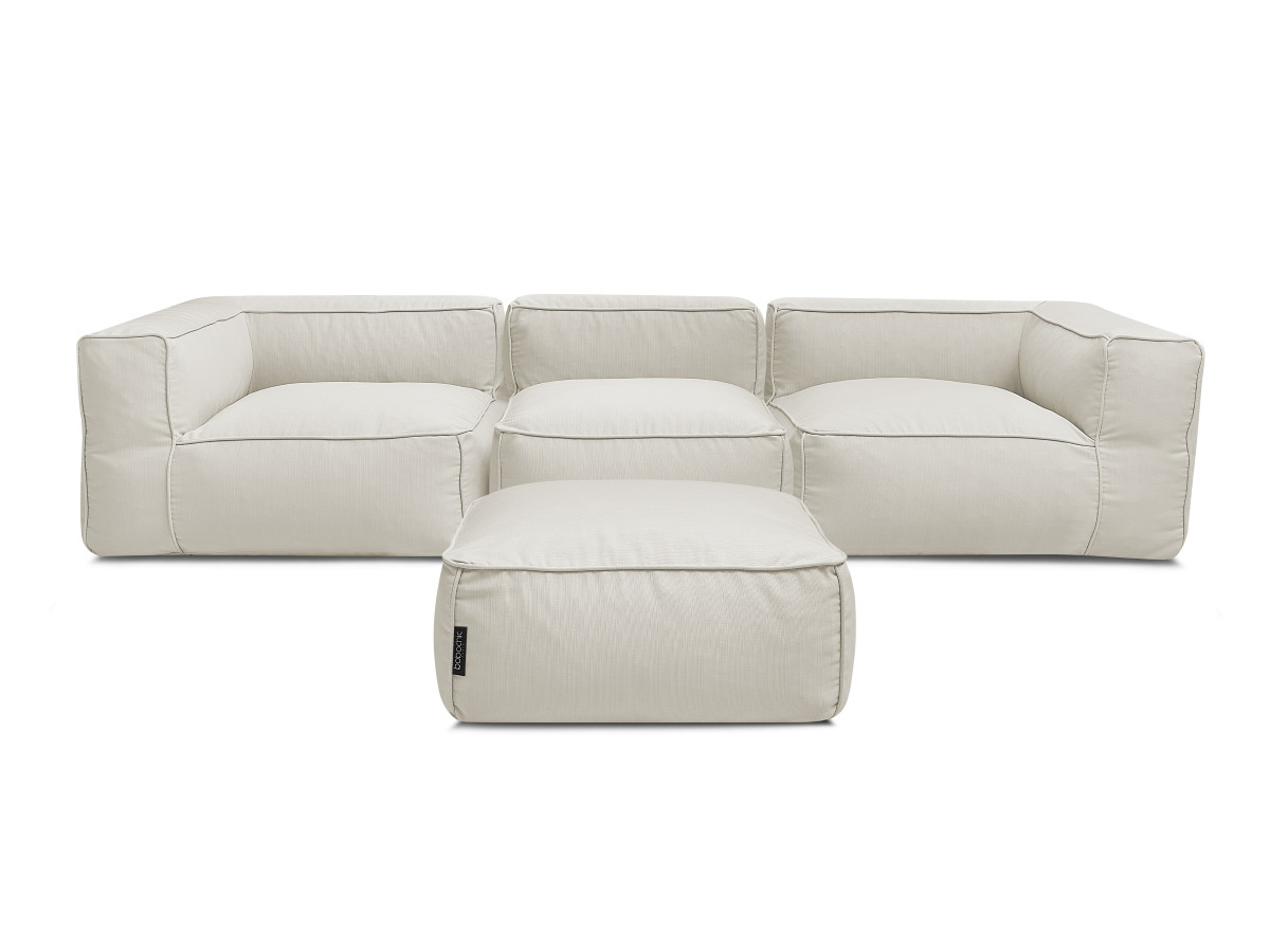 Bobochic Giulia Gartensofa 4-Sitzer mit Pouf, 2 Eckmodule Stoff Beige