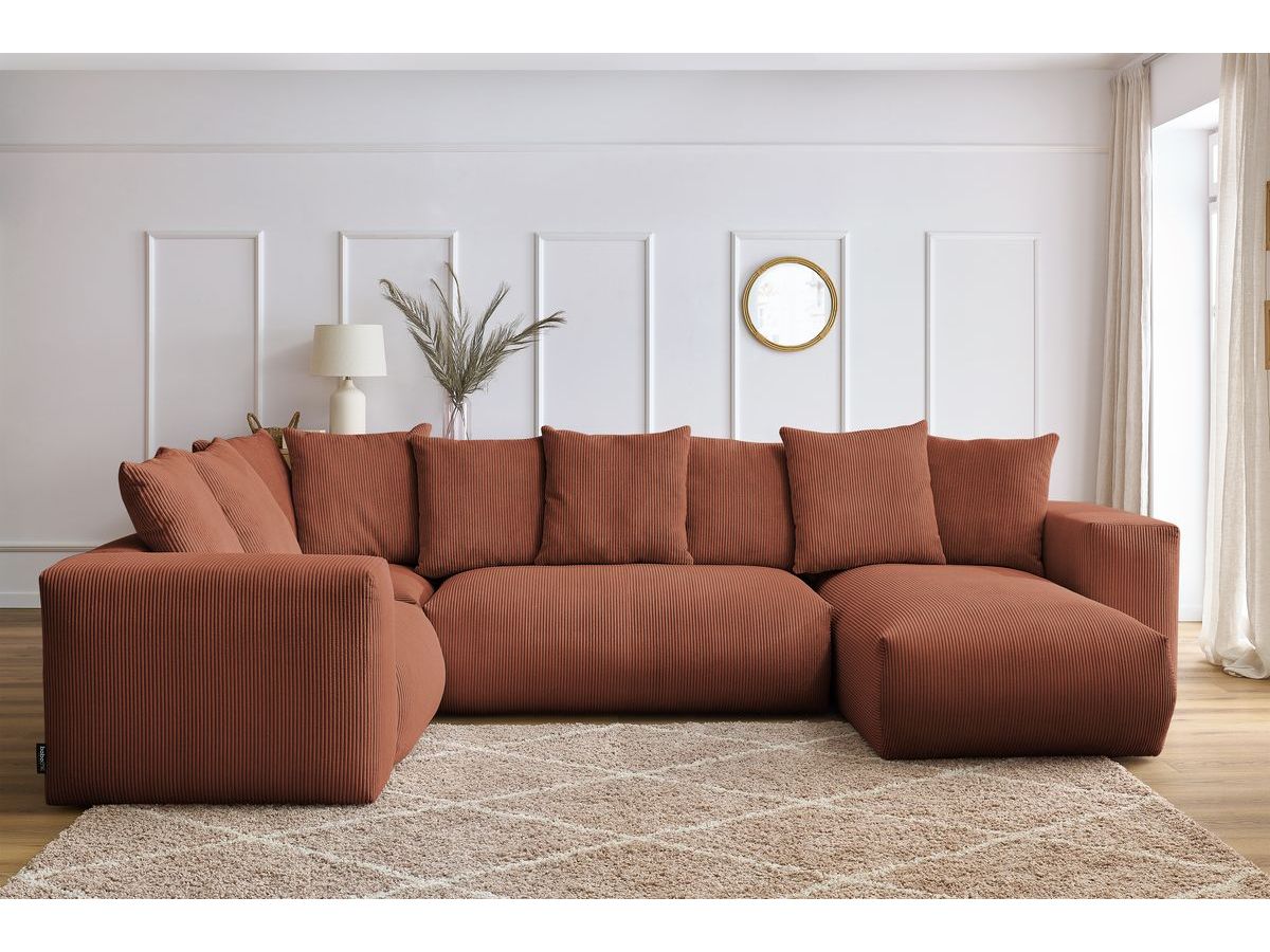 Bobochic Voltaire Wohnlandschaft 356 × 214 cm Cordsamt Orange Ecke rechts