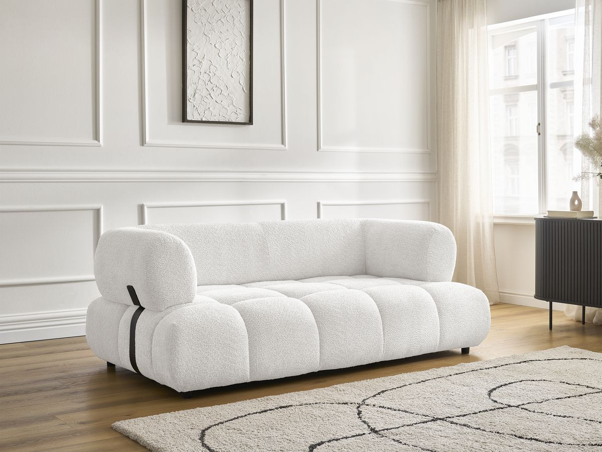 Bobochic Alya Sofa 2-Sitzer Bouclé-Stoff Weiß