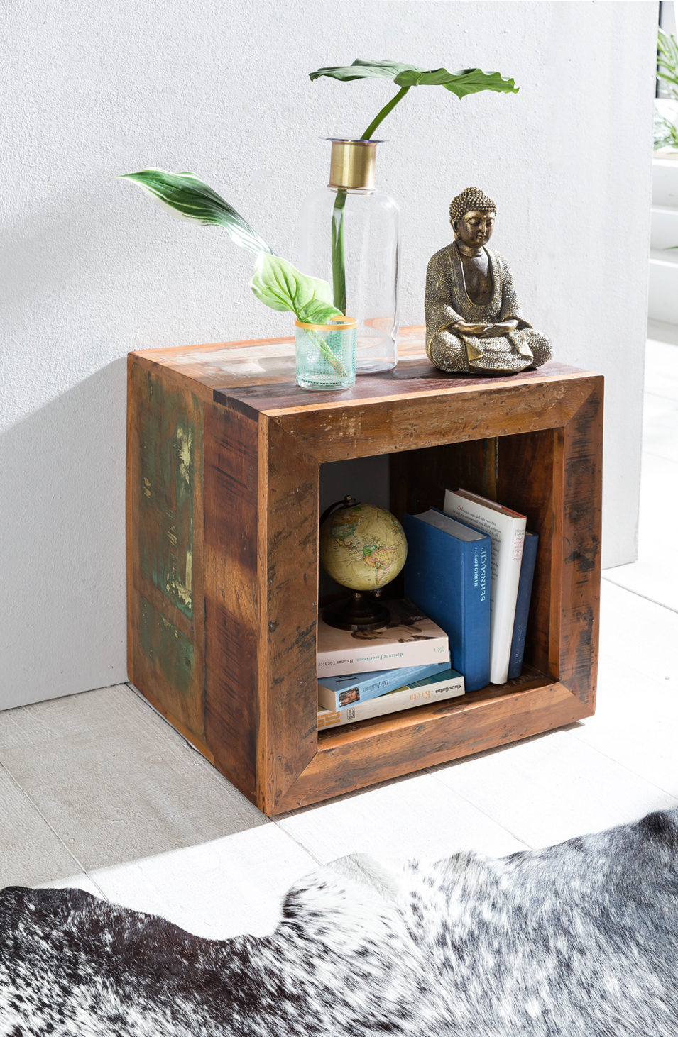 Beistelltisch Hjarno Mango Massivholz Braun 45 × 35 × 45 cm