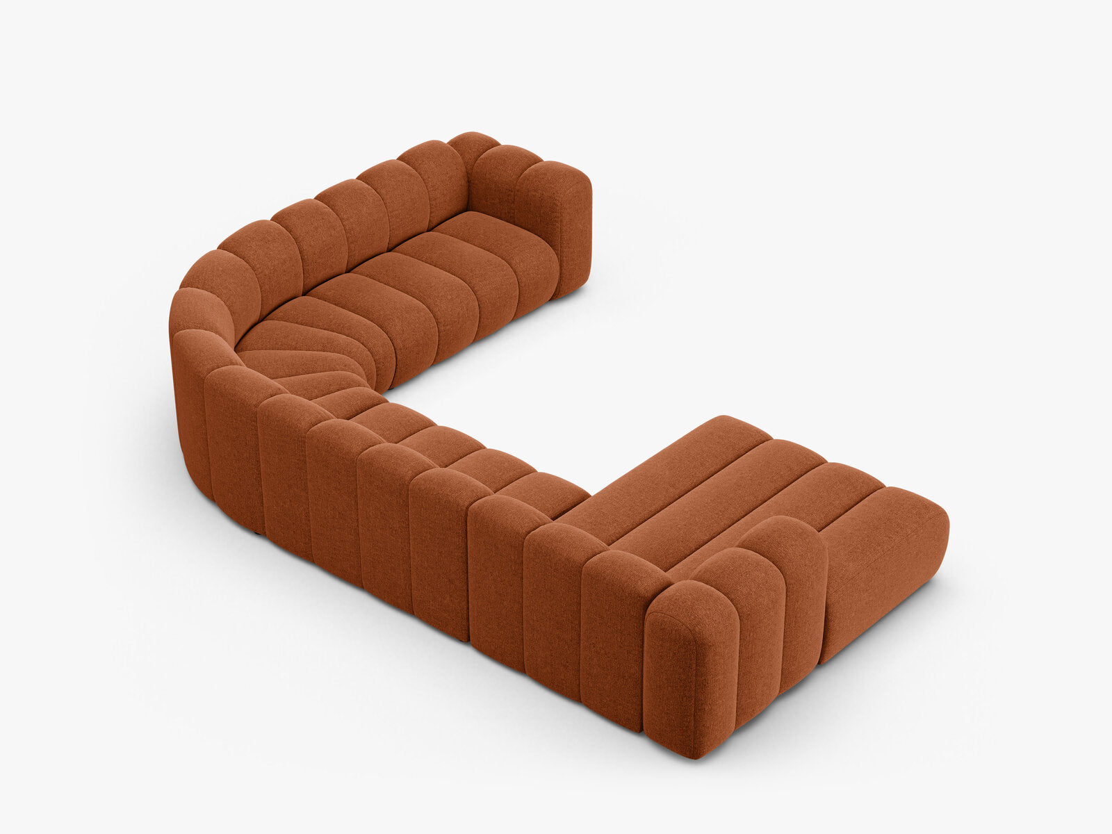 Micadoni Modulares Panorama Ecksofa Lupine 6-Sitzer Rechts Chenille Eden Ziegel