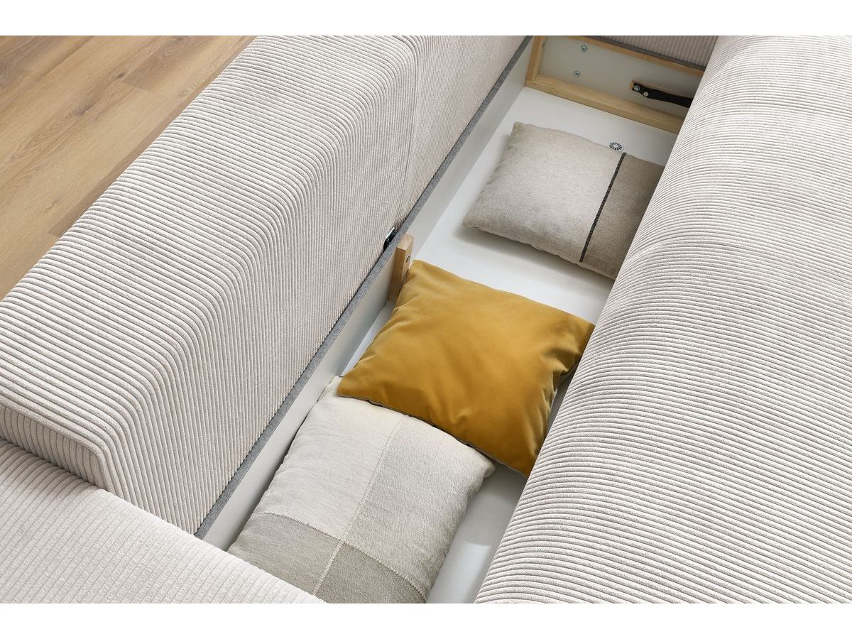 Bobochic Voltaire Schlafsofa 3-Sitzer mit Bettkasten Cordsamt Beige