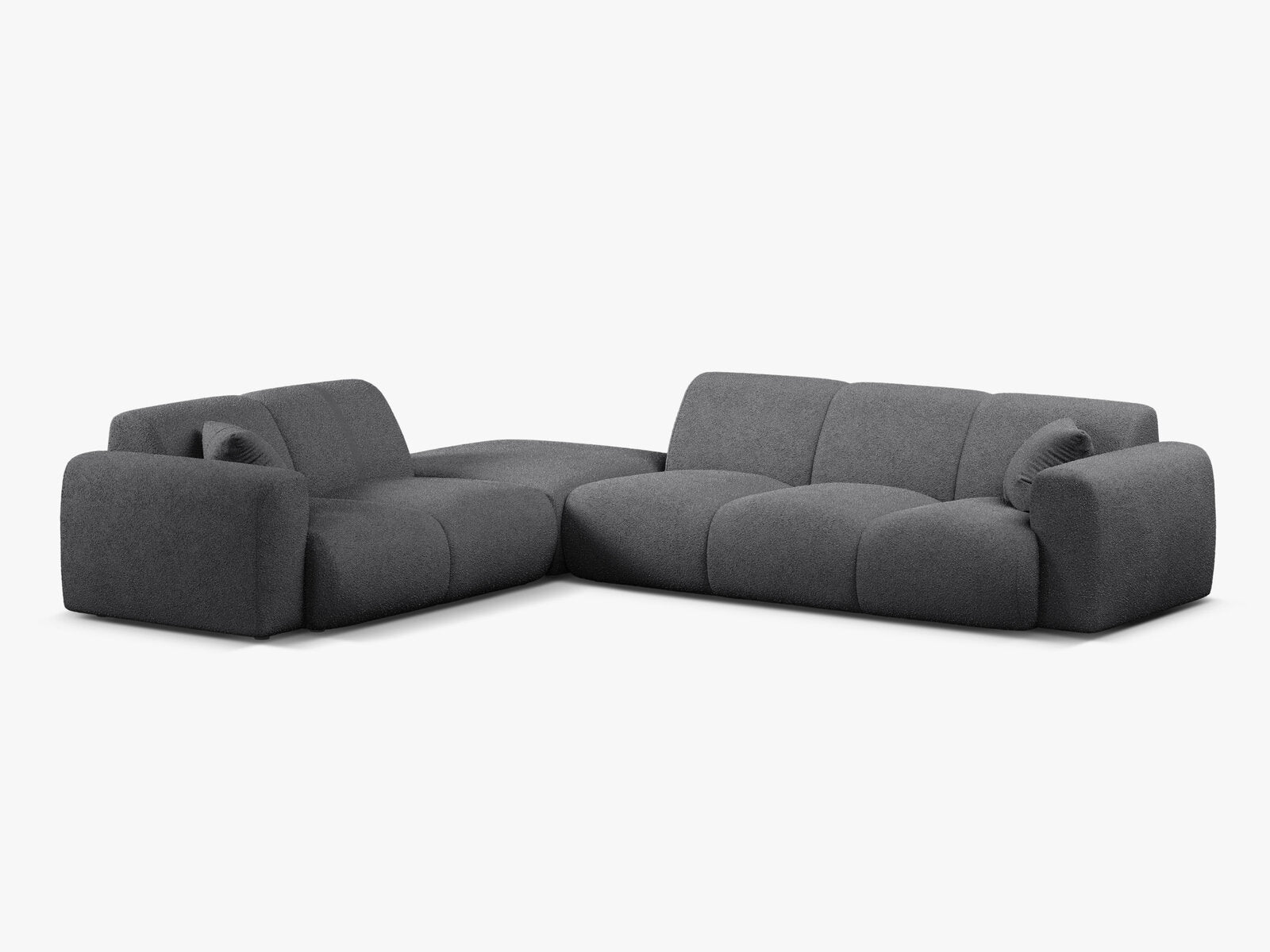 Micadoni Ecksofa Molino 6-Sitzer Links Boucle Baloo Dunkelgrau