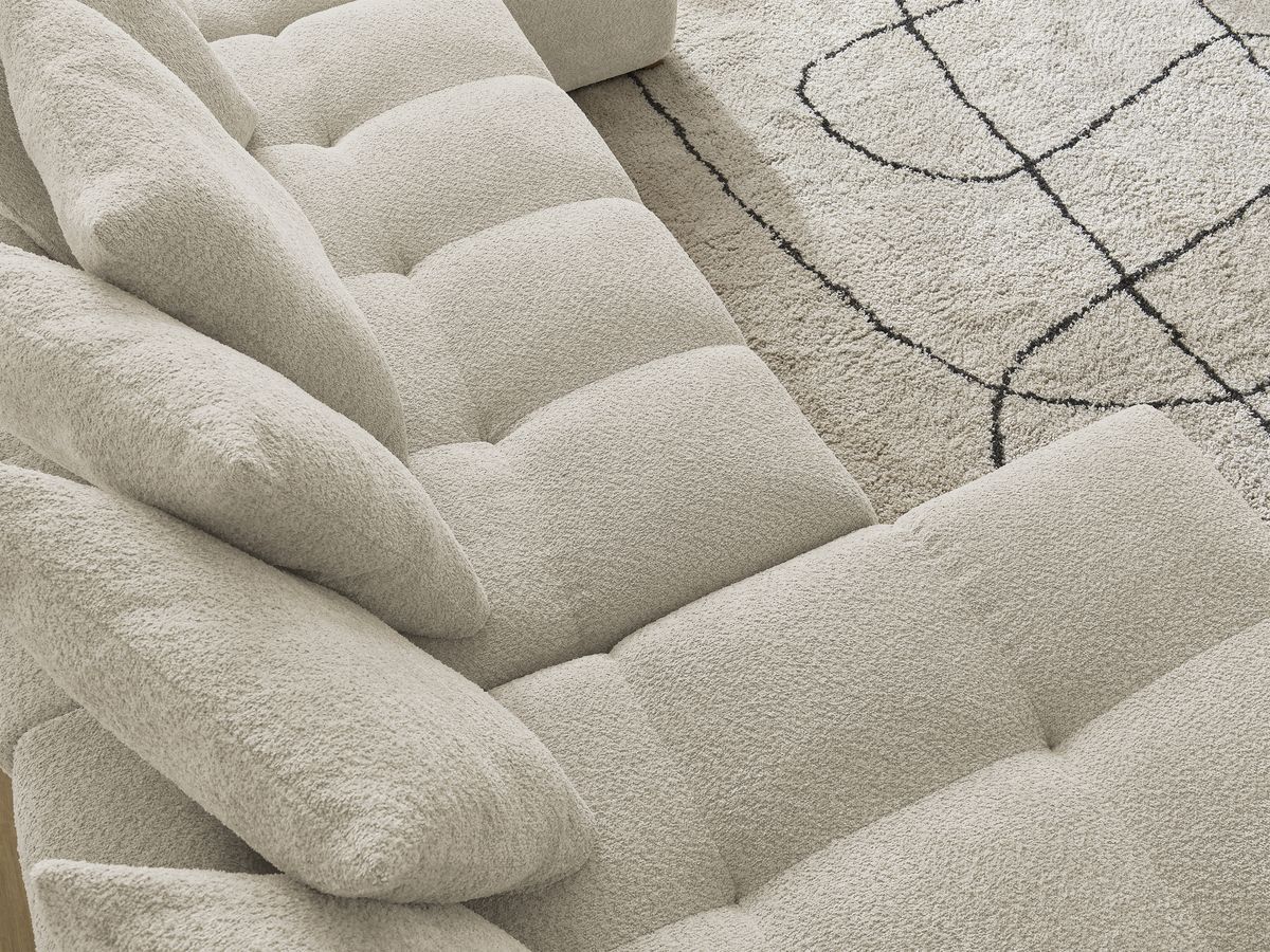 Bobochic Anakin Wohnlandschaft, 10 Kissen Bouclé-Stoff Beige