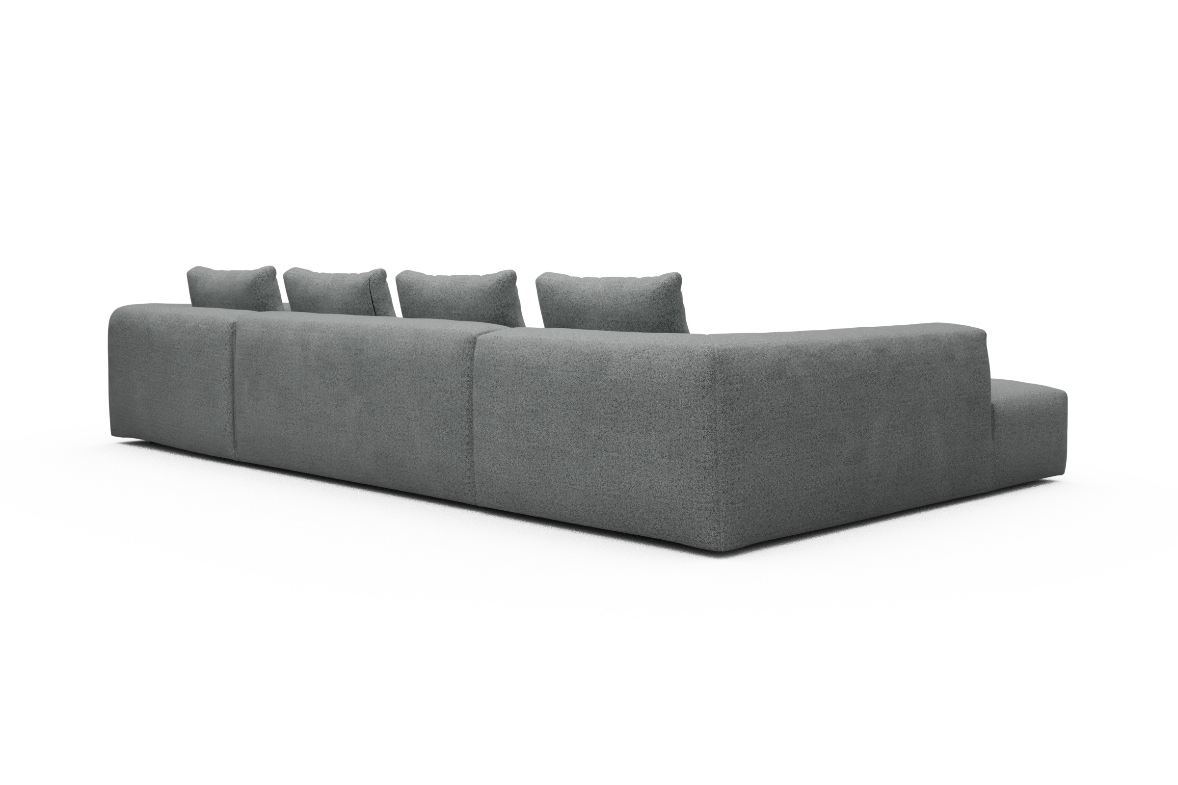 Wohnlandschaft Fred Relax-Ecke links mit 2-Sitzer und Chaiselongue rechts Boucle Aivi 819-Gravel-Grey