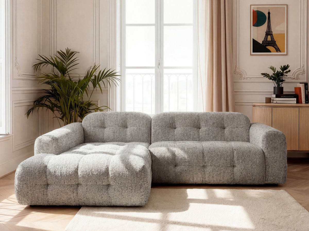 Bobochic Laura Ecksofa Melange-Stoff Taupe Ecke links