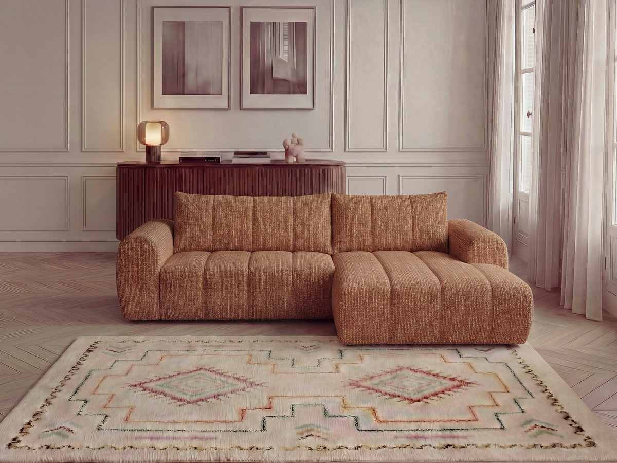 Bobochic Nesty Ecksofa 272 cm Melange-Stoff Orange Ecke rechts
