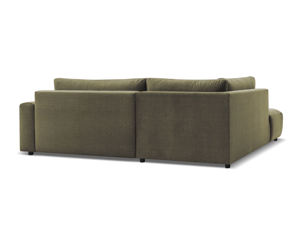 Bobochic Arsene Ecksofa mit Schlaffunktion und Bettkasten und Pouf 277 × 200 cm Samt Grün Ecke links