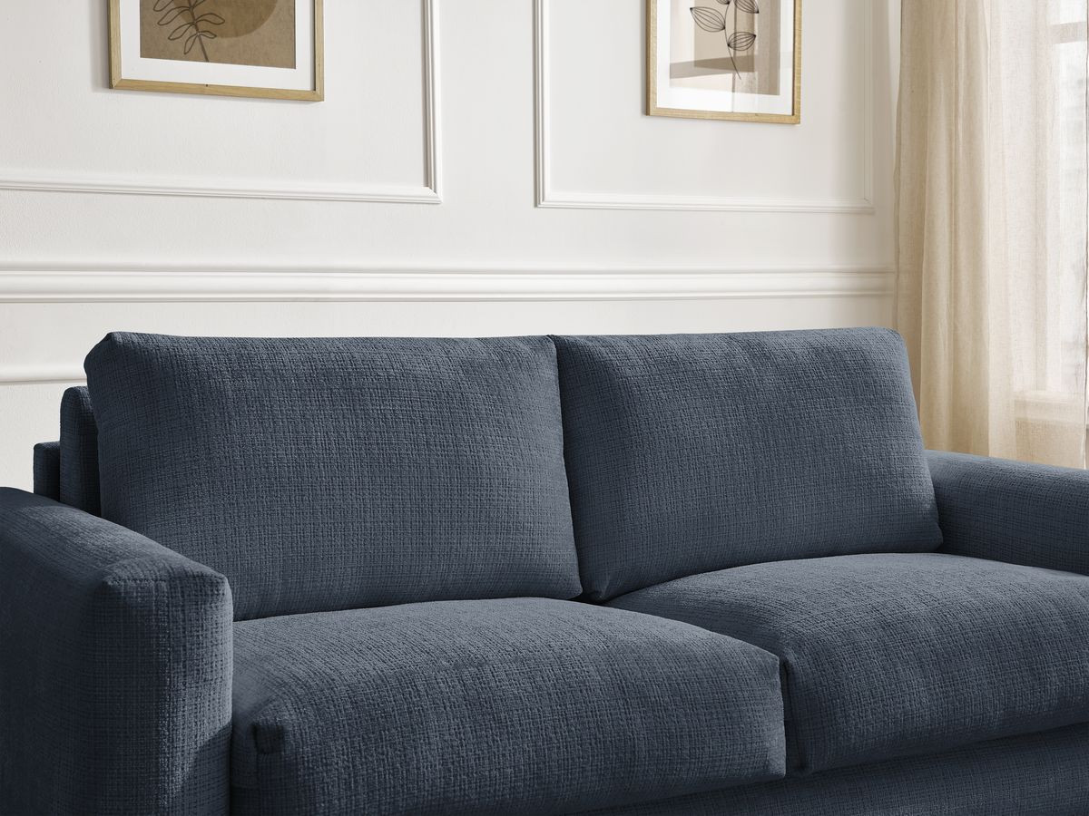 Bobochic Cocoone Schlafsofa 3-Sitzer Strukturstoff Dunkelblau, Liegefläche 140 × 200 cm