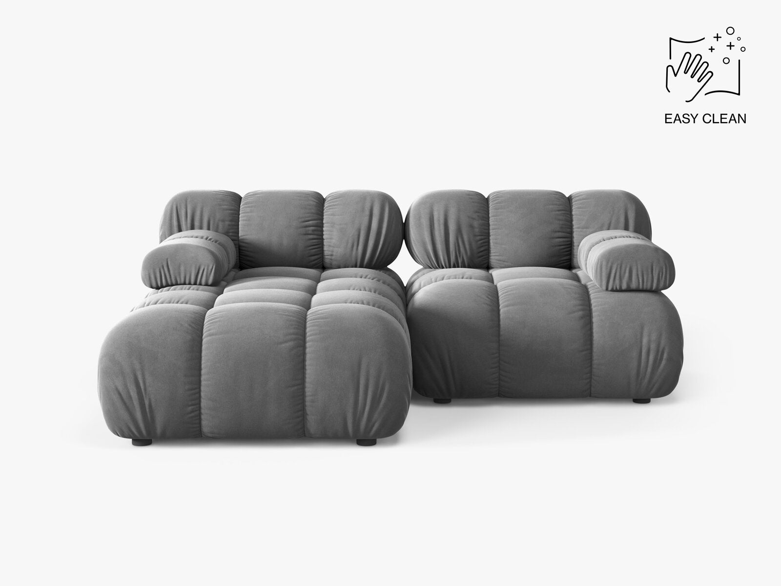 Micadoni Modulares Ecksofa Bellis 3-Sitzer Links Samt Venus Hellgrau