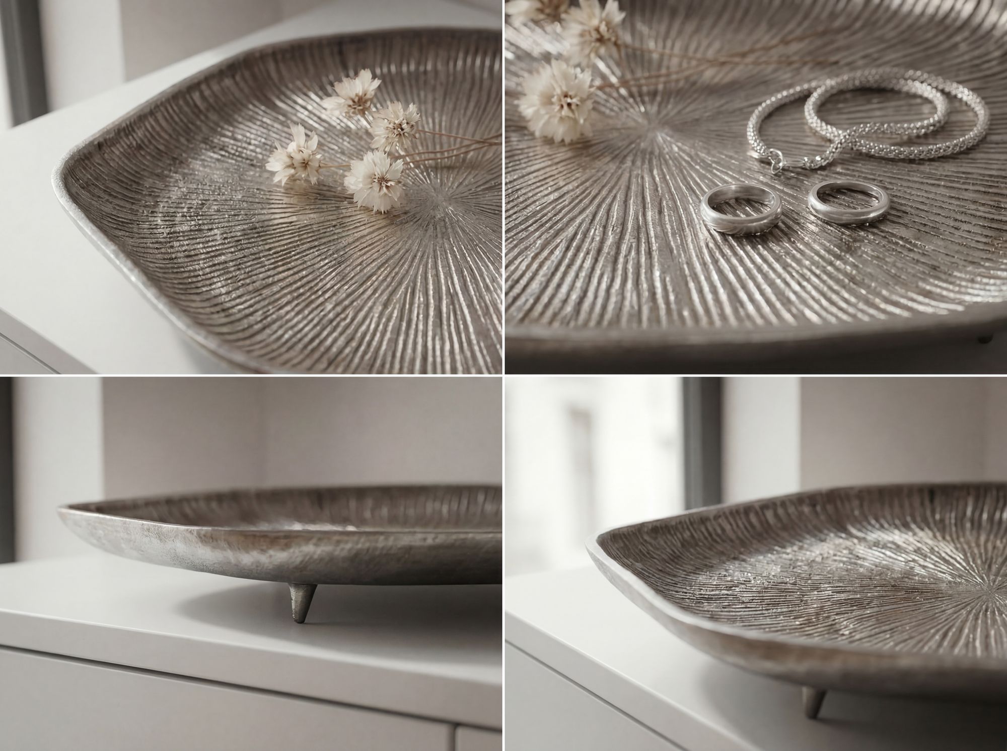 Dekoschale Midsund Aluminium Silber 40 × 40 × 5 cm