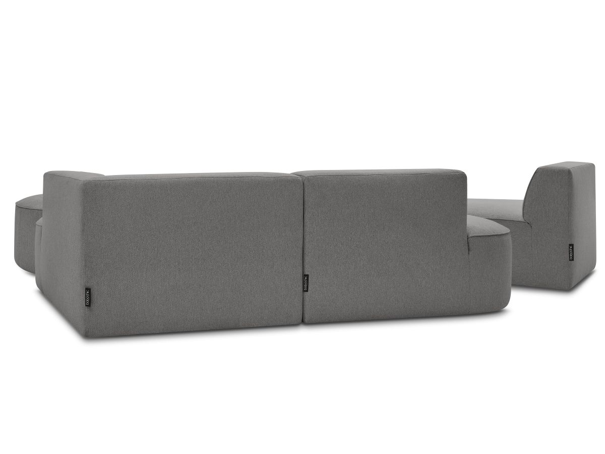Bobochic Rousseau Ecksofa mit Sofamodul und Pouf Melange-Stoff Dunkelgrau Ecke rechts