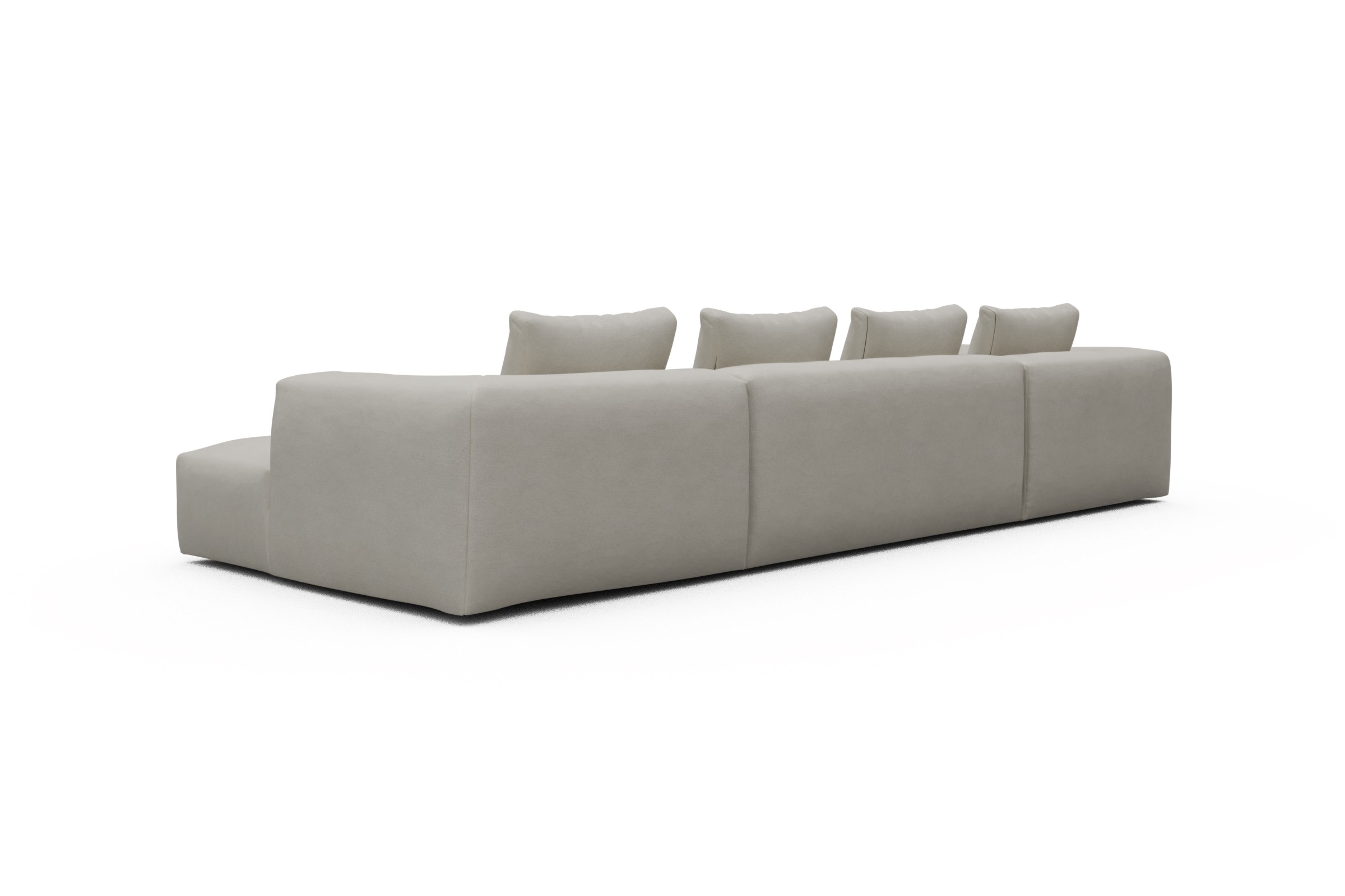 Wohnlandschaft Fred Relax-Ecke links mit 2-Sitzer und Chaiselongue rechts Strukturierter Stoff Denari 487-Clean-Beige