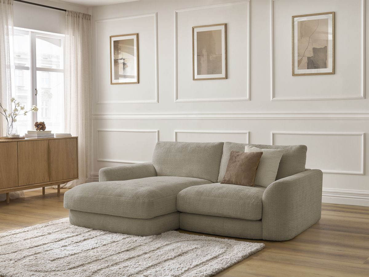 Bobochic Leonore Ecksofa Strukturstoff Taupe Ecke links