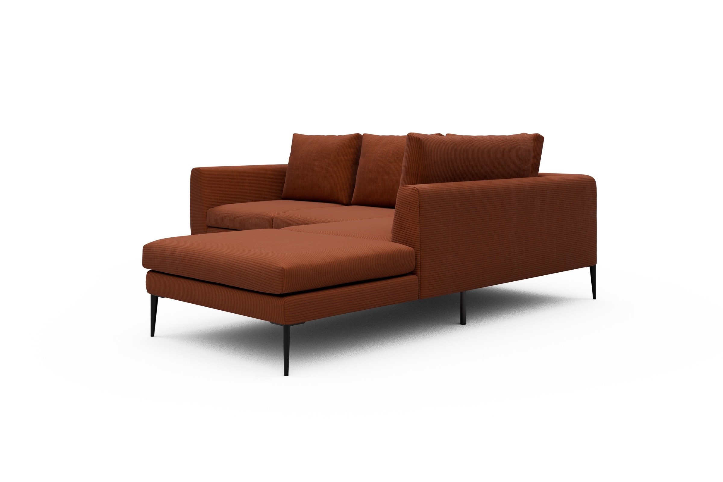 Ecksofa Paul Relax-Ecke rechts mit 2-Sitzer Corduroy-Burnt-Orange