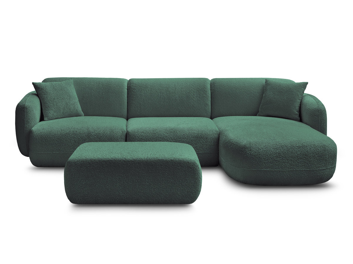 Bobochic Anda Ecksofa mit Pouf 292 × 163 cm Chenille Dunkelgrün Ecke rechts