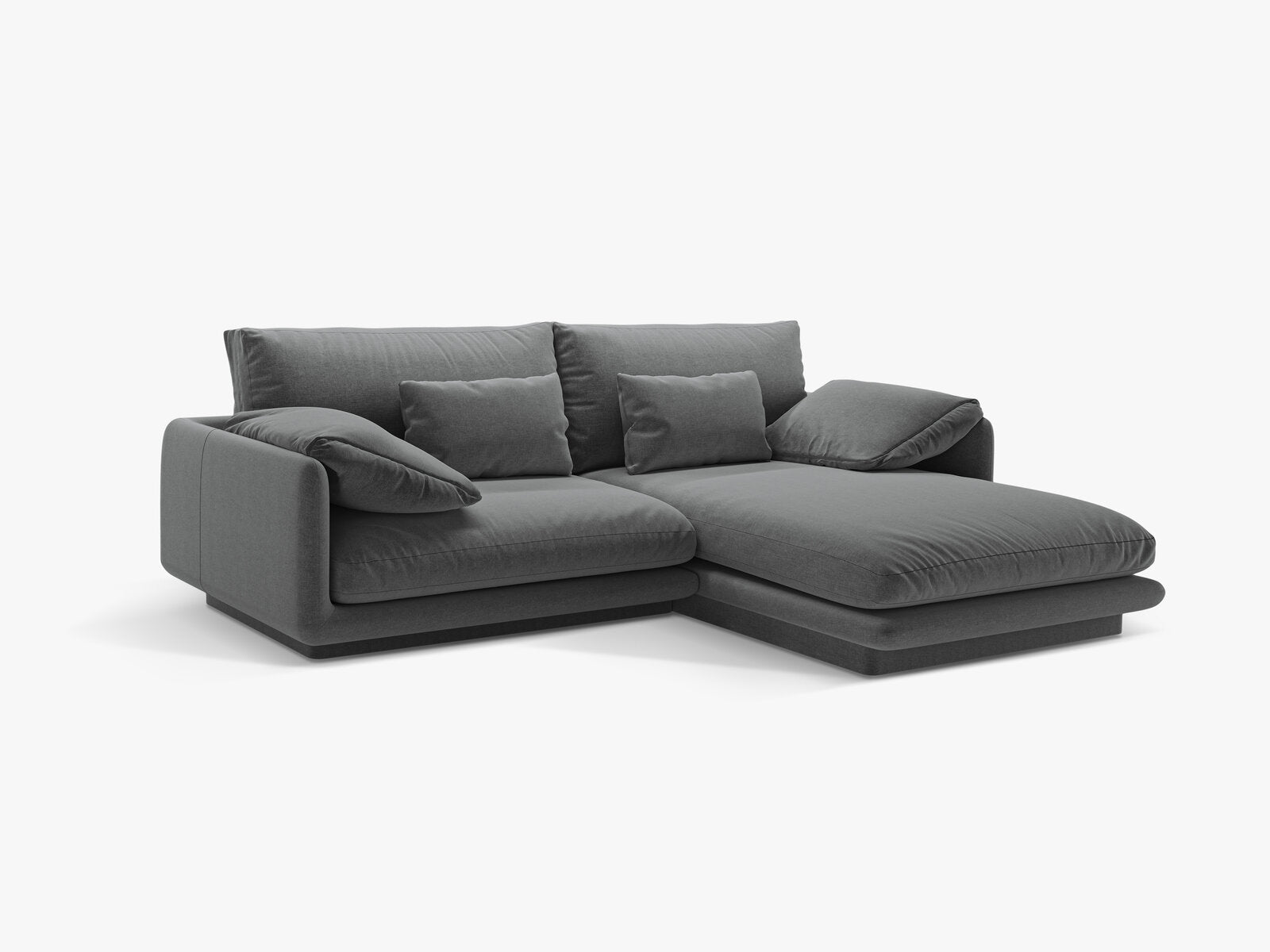 Micadoni Ecksofa Torino 3-Sitzer Rechts Strukturierter Stoff Dunkelgrau