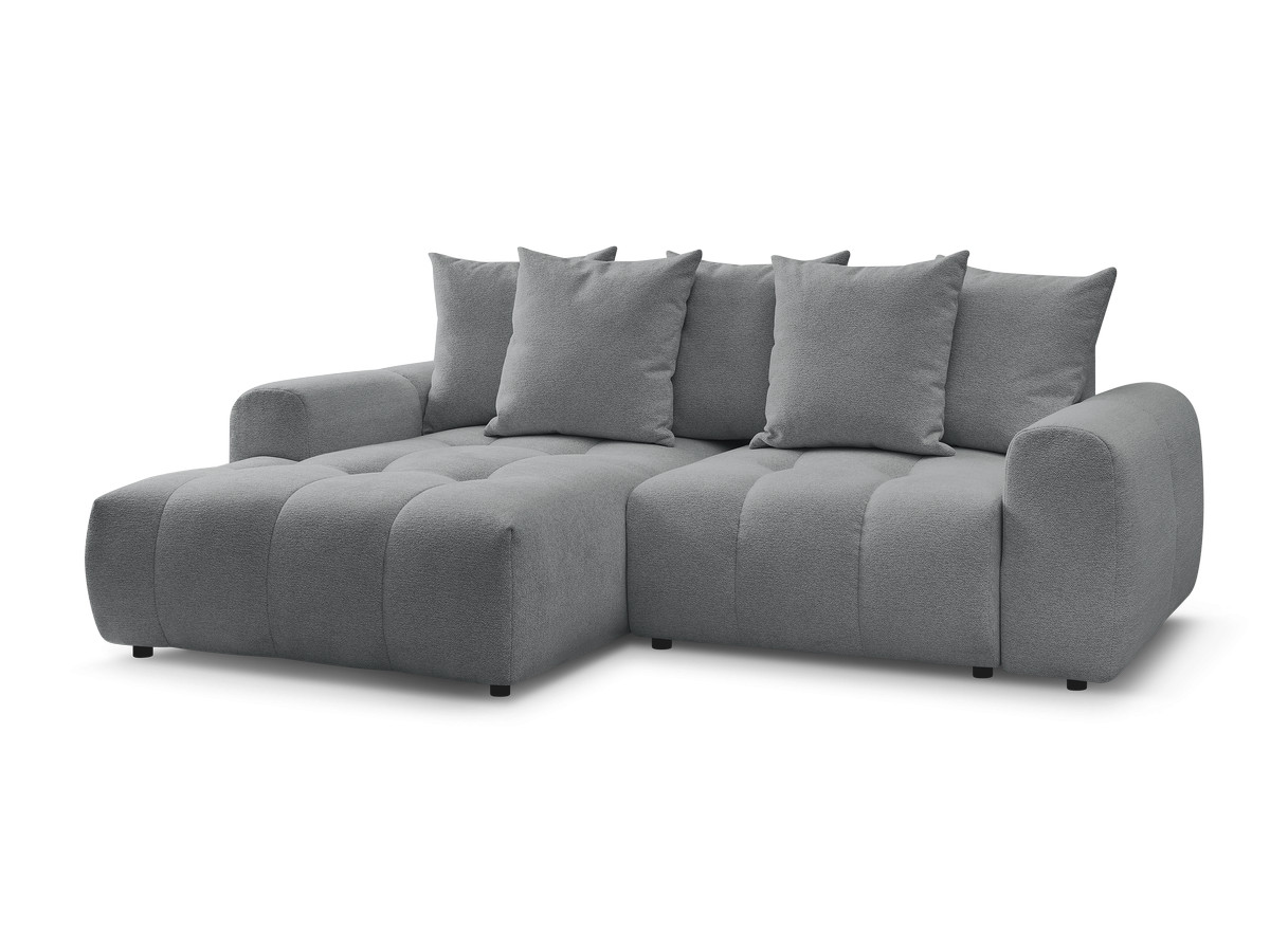 Bobochic Roxelane Ecksofa mit Schlaffunktion und Bettkasten 258 × 150 cm Melange-Stoff Dunkelgrau Ecke links
