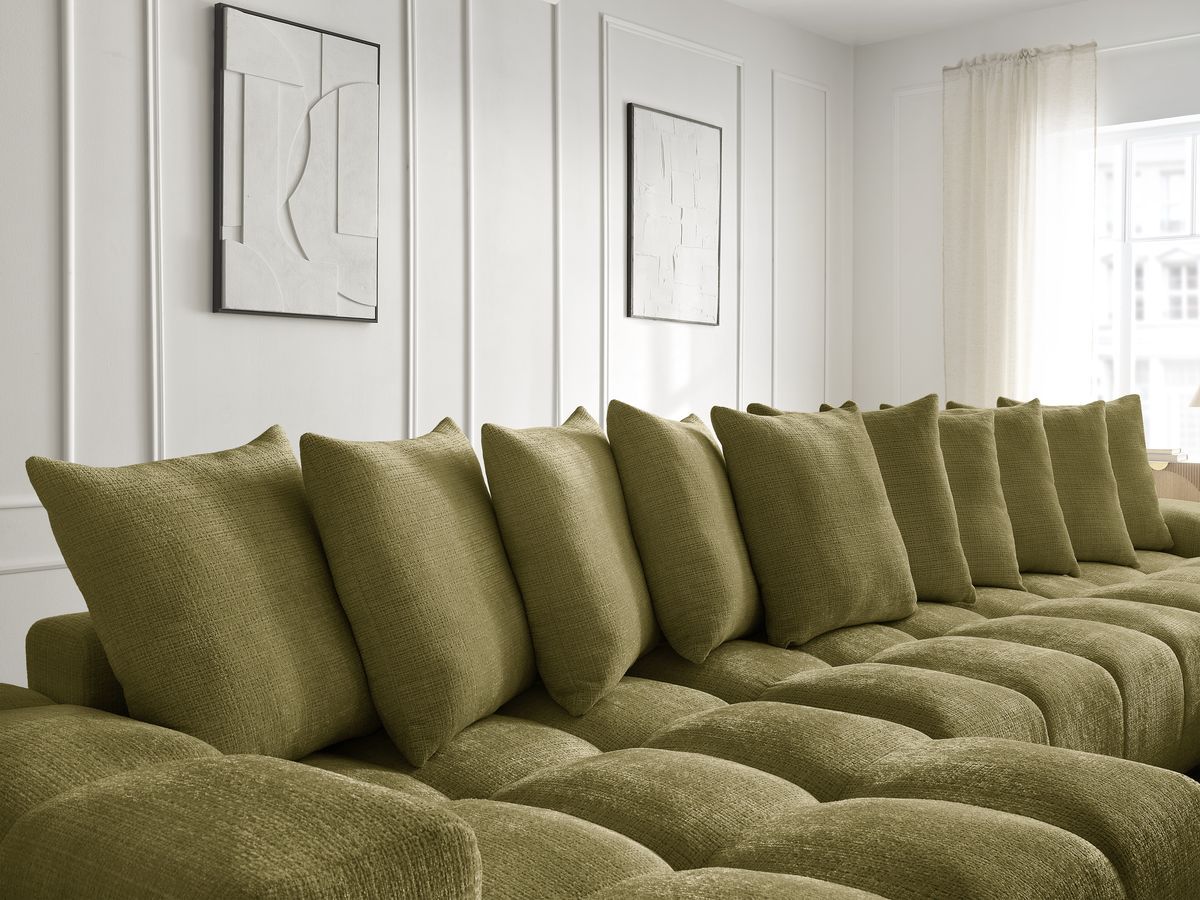 Bobochic Anakin Wohnlandschaft, 10 Kissen Strukturstoff Grün