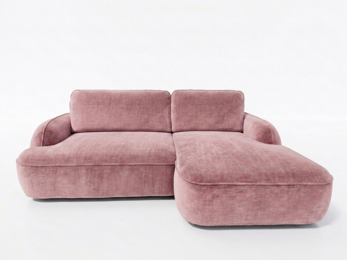 Bobochic Celeste Ecksofa mit Schlaffunktion und Bettkasten Stoff Rosa Ecke rechts