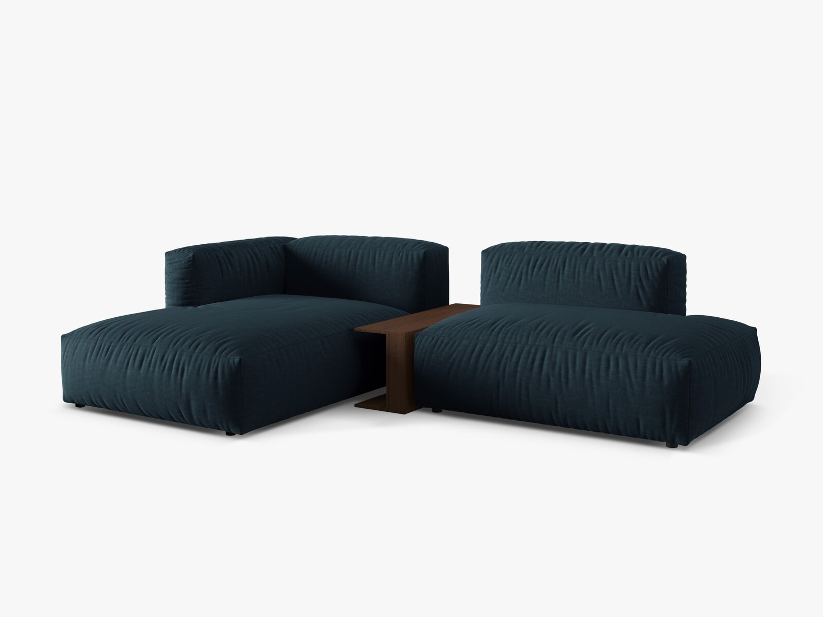 Micadoni Ecksofa Martina 2-Sitzer mit Couchtisch Links Strukturierter Stoff Jeansblau