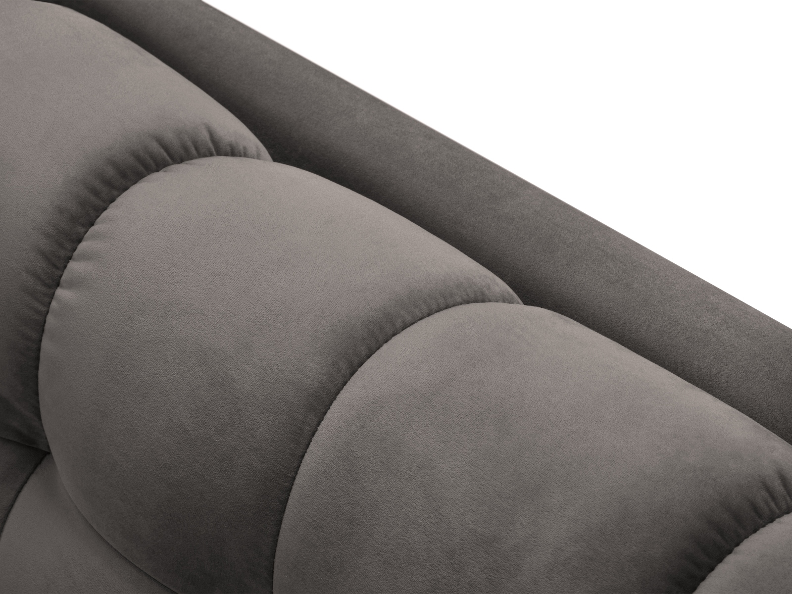 Cosmopolitan Design Ecksofa Bali 5-Sitzer Samt Bluvel Hellgrau Rechts Beine Schwarzes Metall