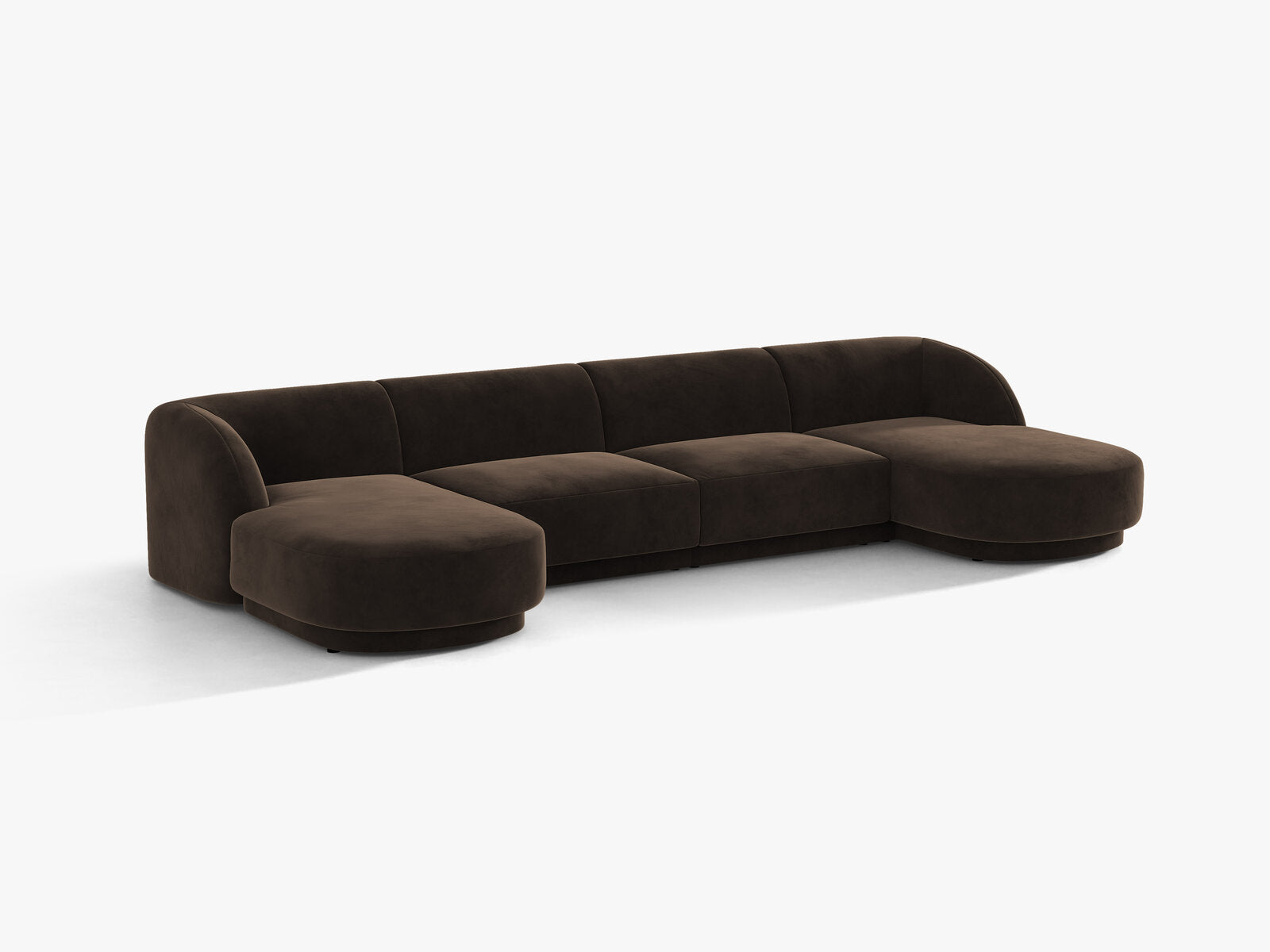 Micadoni Panorama-Sofa Miley 5-Sitzer Samt Bluvel Dunkelbraun
