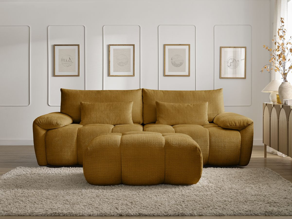 Bobochic Ivane Sofa 4-Sitzer Strukturstoff Gelb