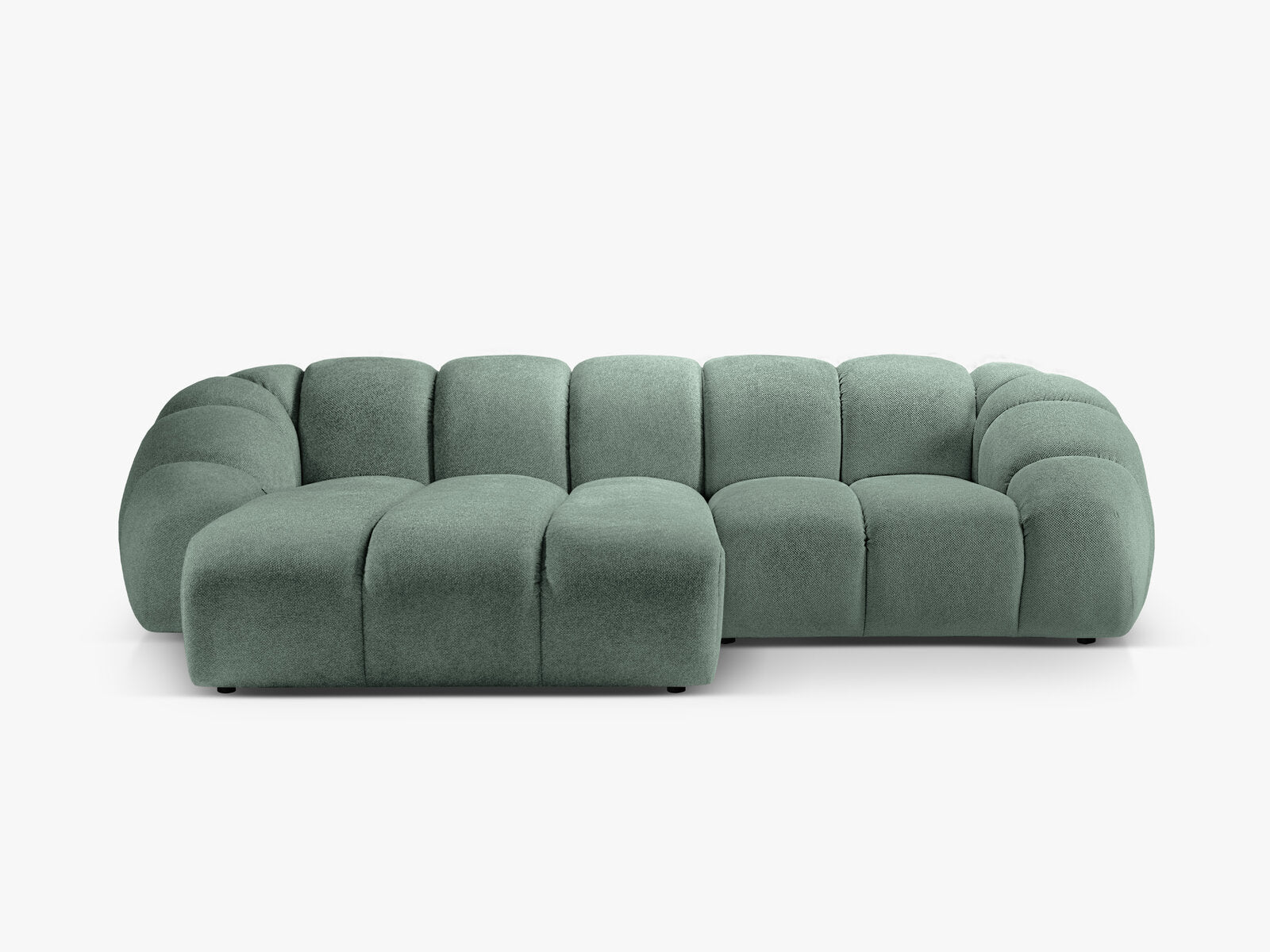 Micadoni Ecksofa Diana 3-Sitzer Links Strukturierter Samt Bubble Minze