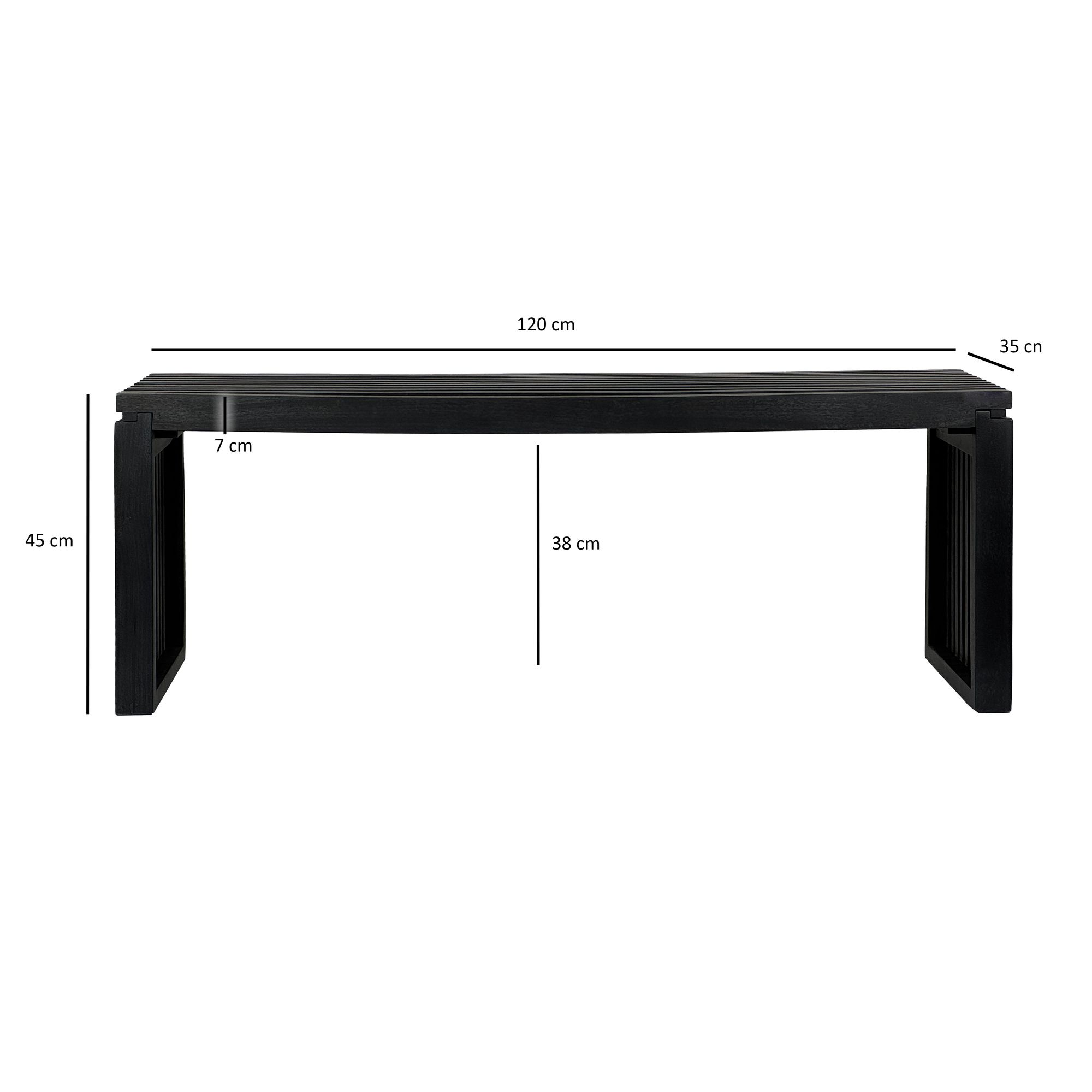 Sitzbank Hakadal Akazie Massivholz Schwarz 120 × 35 × 45 cm