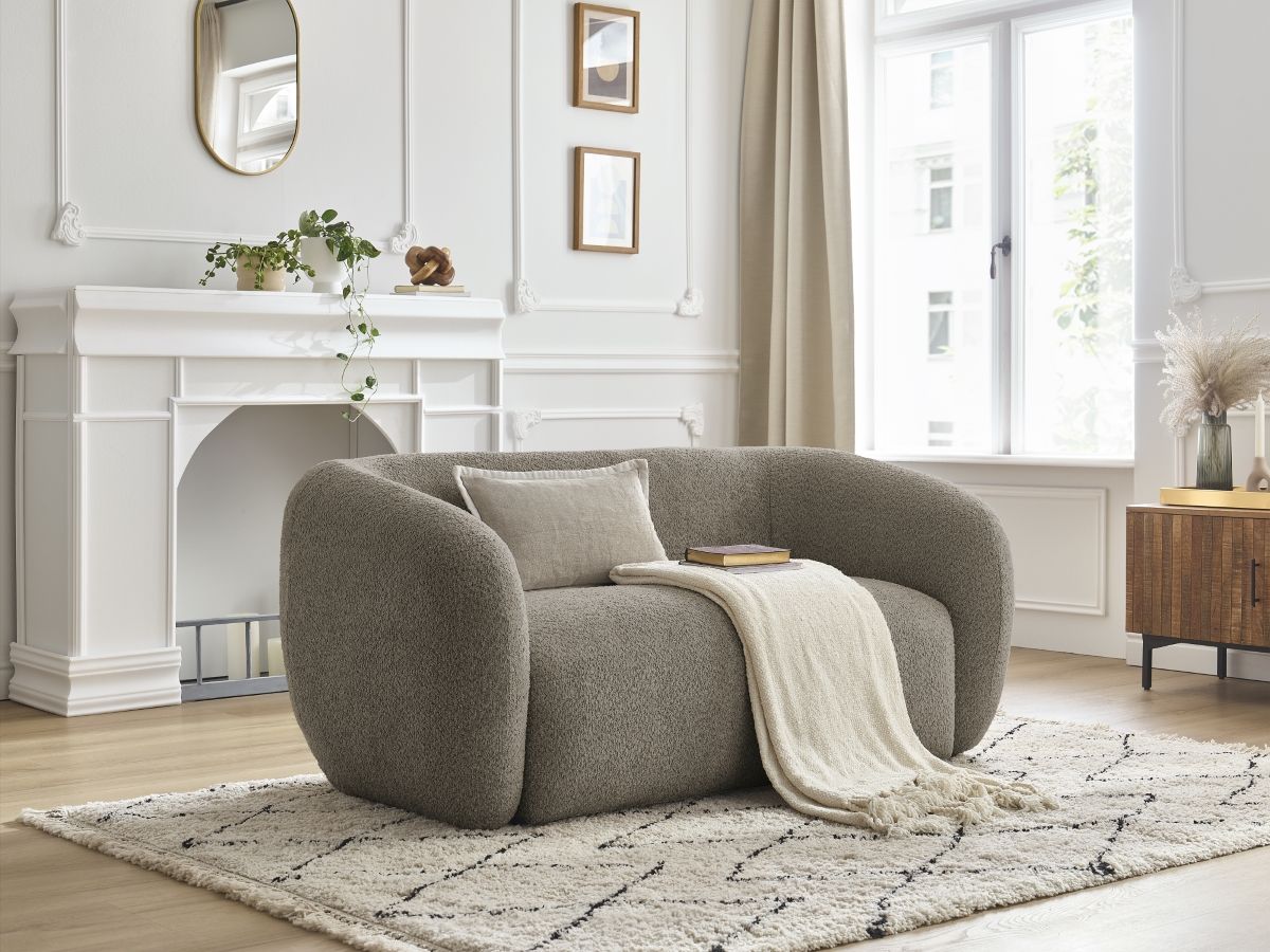 Bobochic Celine Sofa 2-Sitzer Bouclé-Stoff Taupe