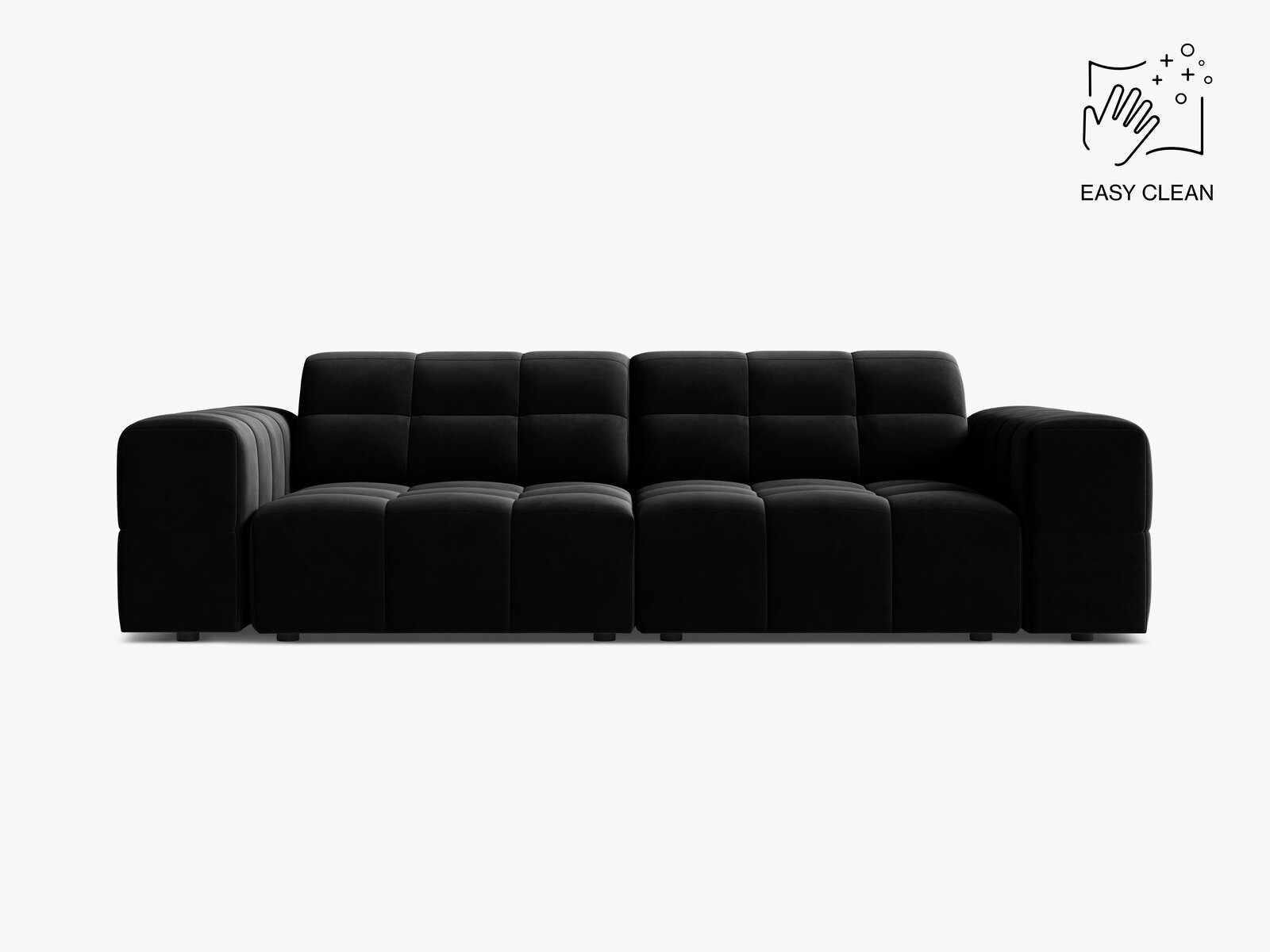 Micadoni Sofa Jennifer 3-Sitzer Samt Venus Schwarz