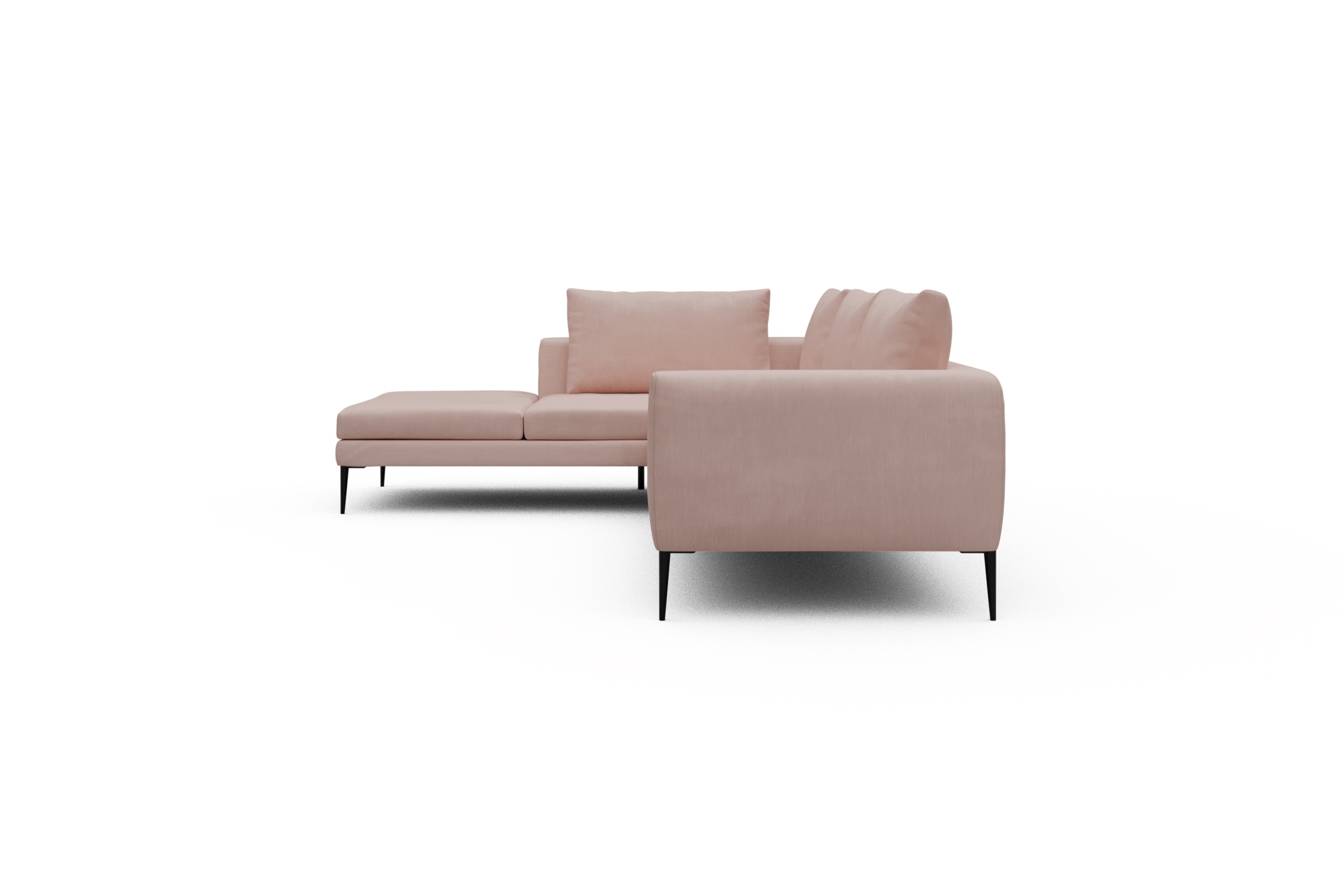 Ecksofa Paul Relax-Ecke rechts mit 3-Sitzer Cordufine-Blush