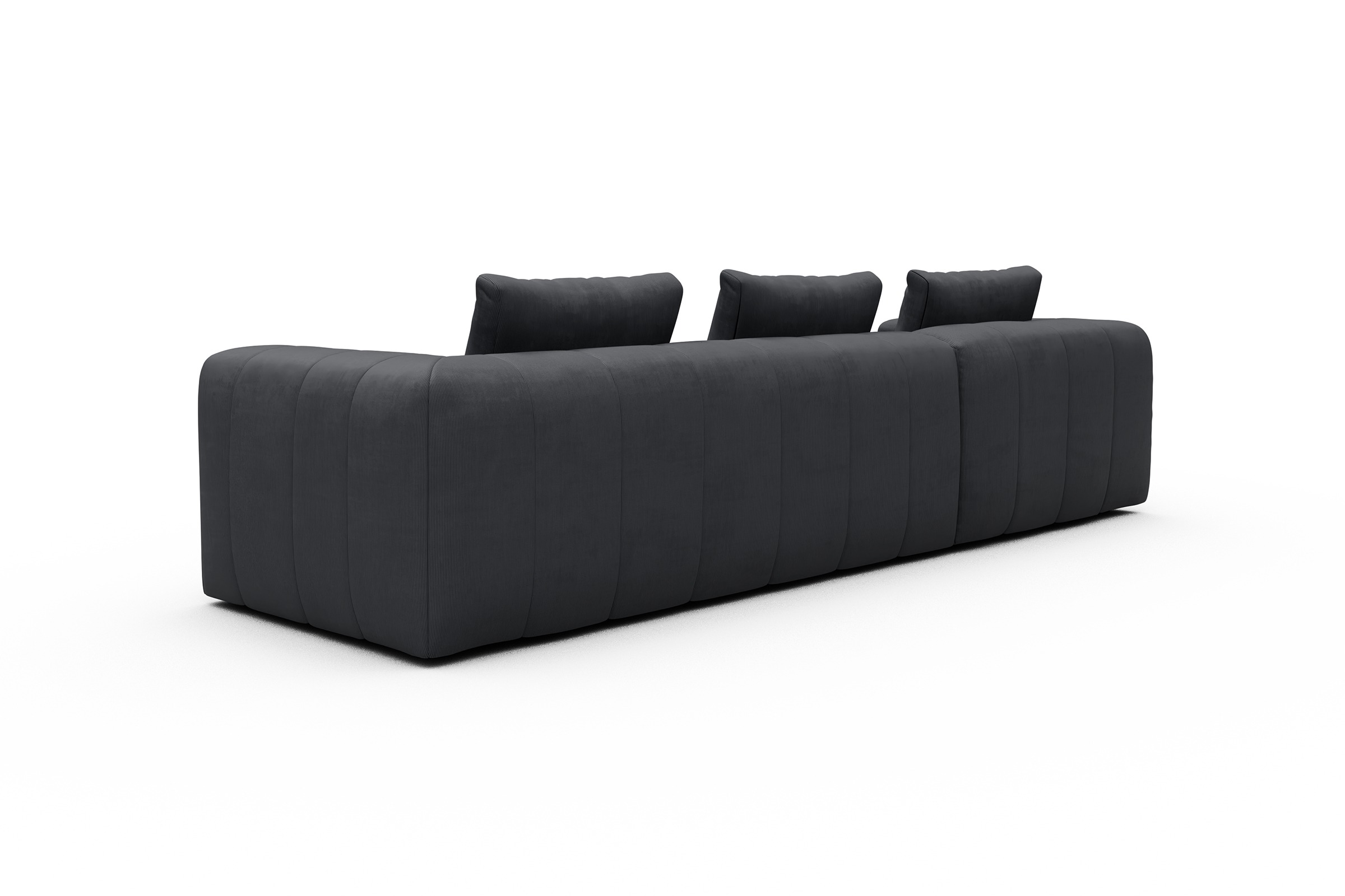 Ecksofa Hugo 2,5-Sitzer Armlehne rechts mit Chaiselongue Cordufine-Slate-Grey