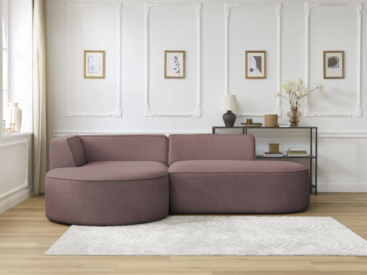 Bobochic Rousseau Ecksofa Melange-Stoff Rosa Ecke links