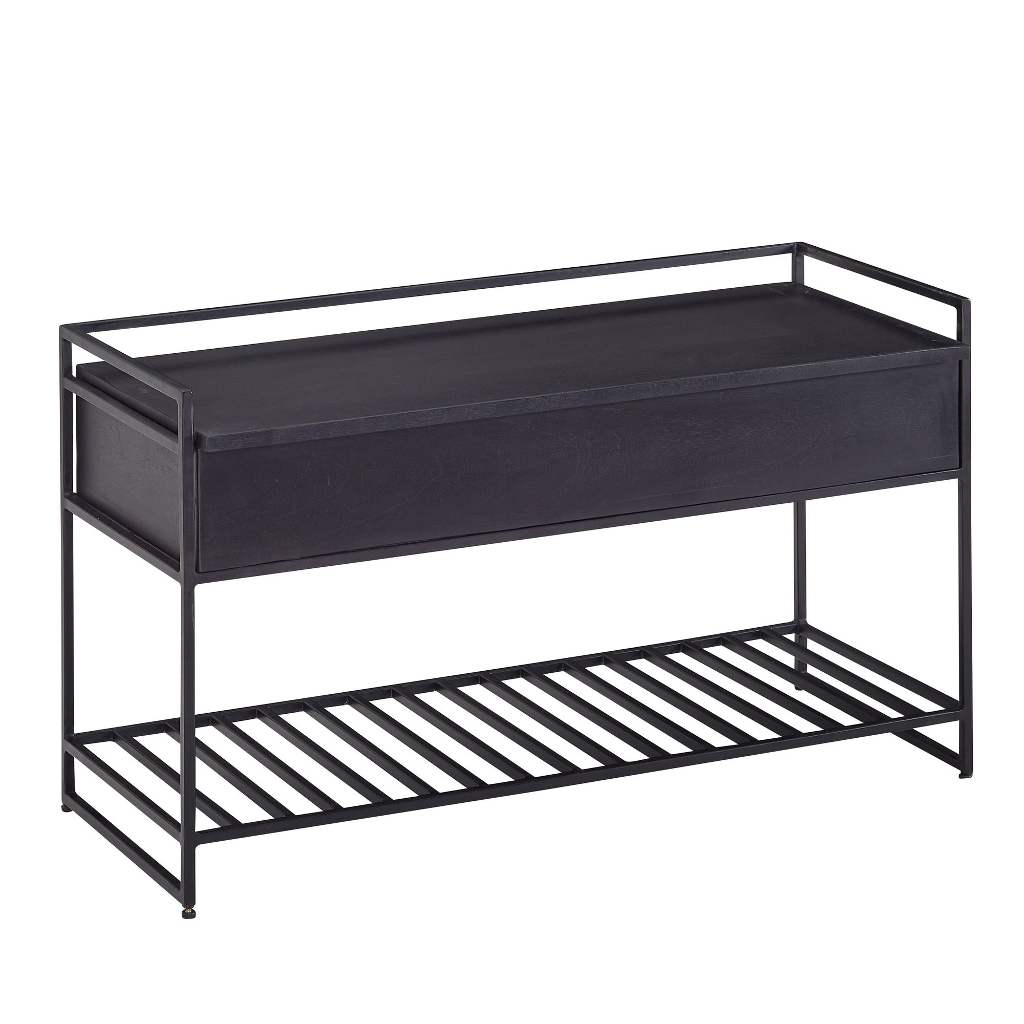Sitzbank Gimsoy Massivholz Schwarz 90 × 38 × 52 cm