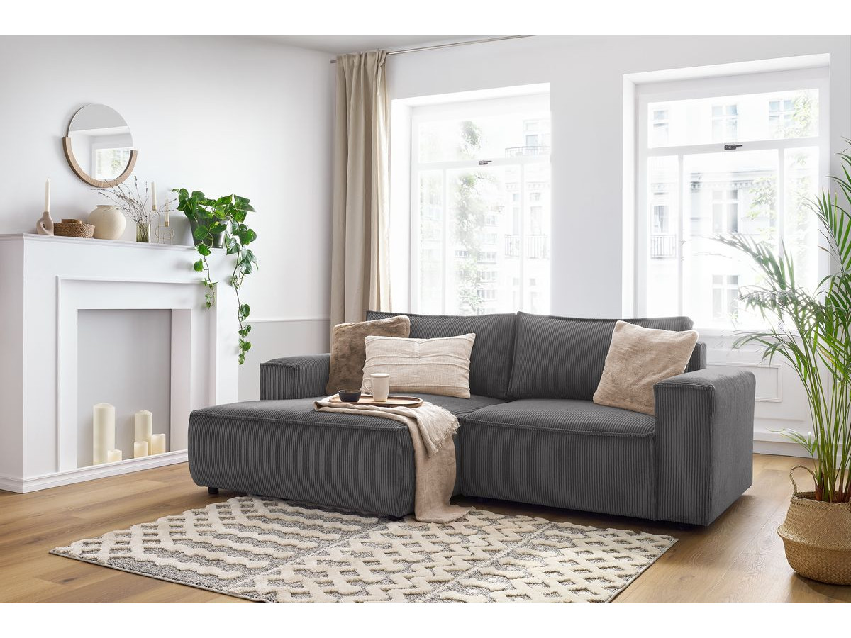 Bobochic Nihad Ecksofa Cordsamt Dunkelgrau Ecke links
