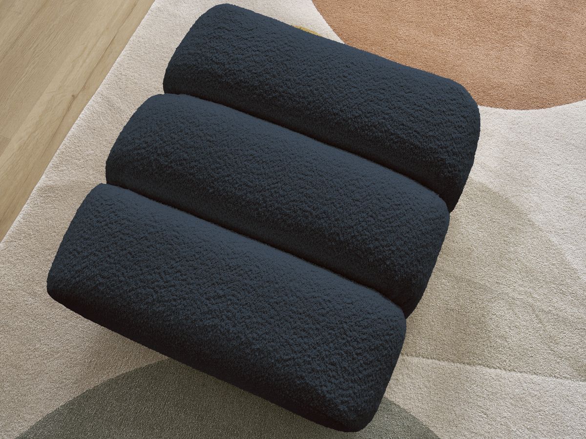 Bobochic Talia Pouf Bouclé-Stoff Dunkelblau