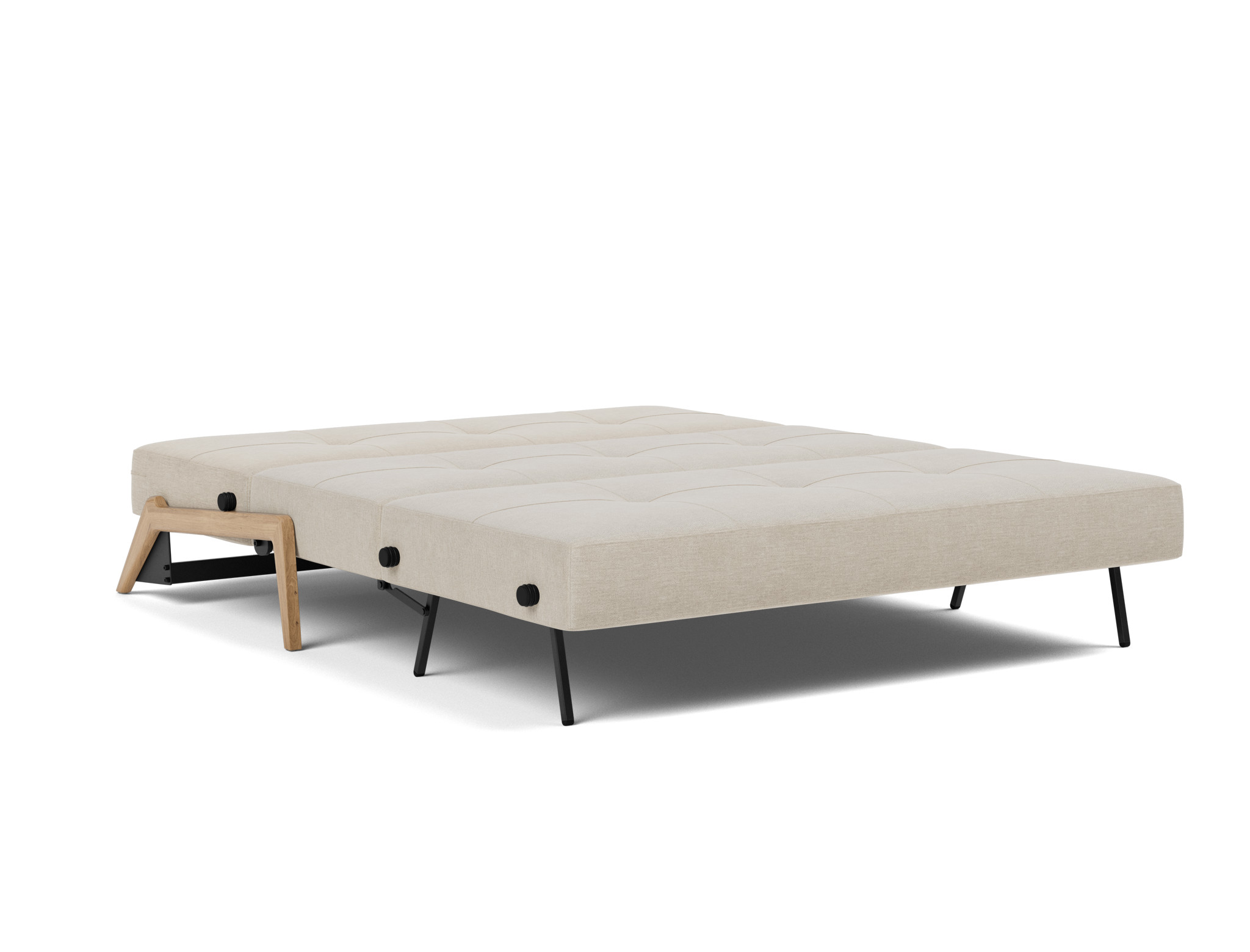 Schlafsofa Cubed 160 Flachgewebe Phobos 586-Latte Beine Eiche