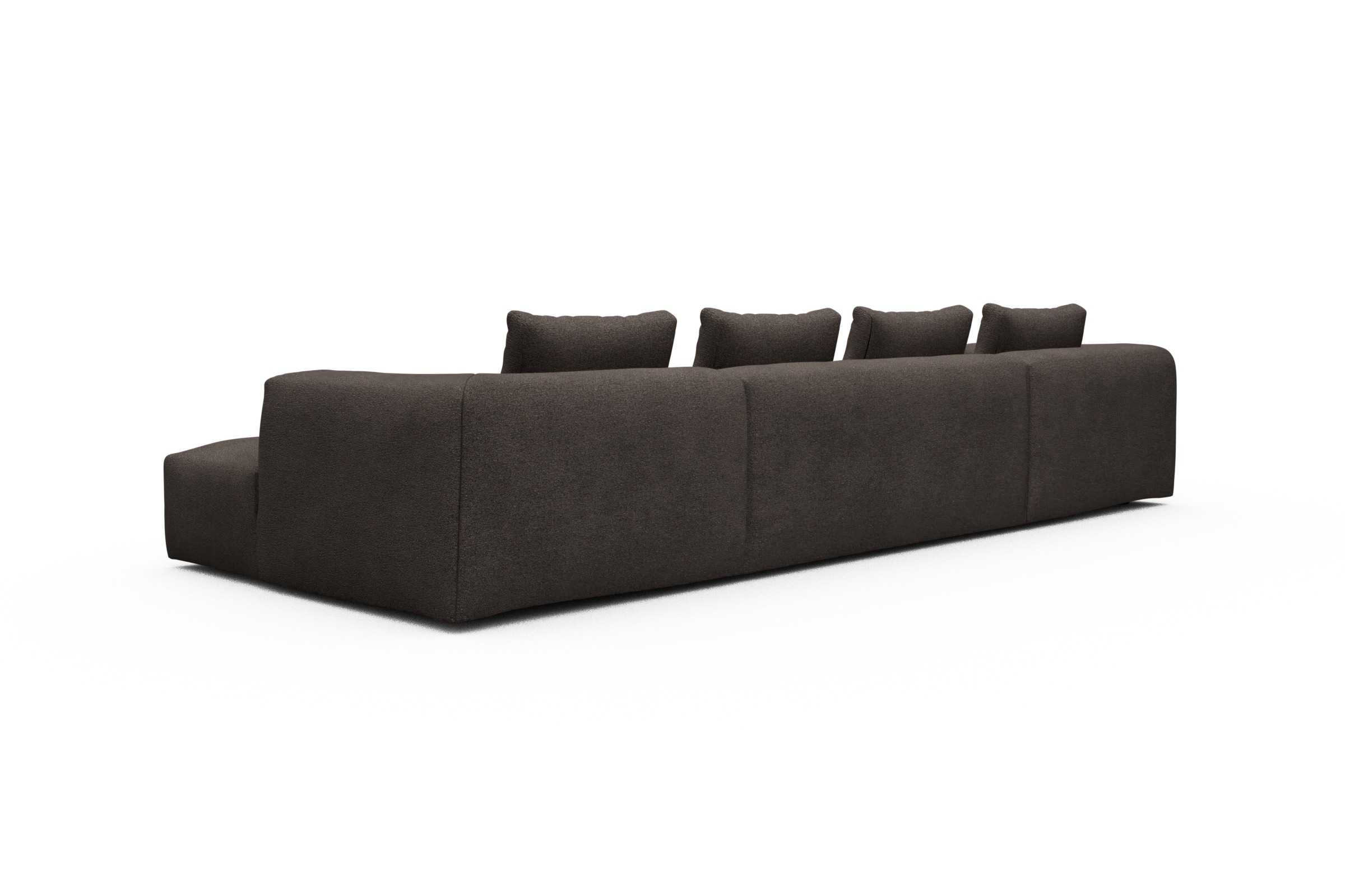 Wohnlandschaft Fred mit 2-Sitzer und Chaiselongue beidseitig Boucle-Taupe