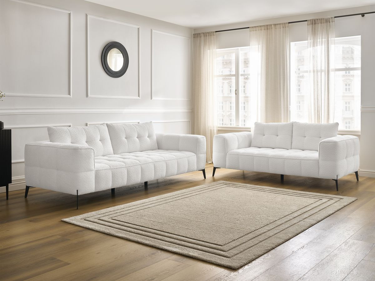 Bobochic Anis Sofa 5-Sitzer Bouclé-Stoff Weiß