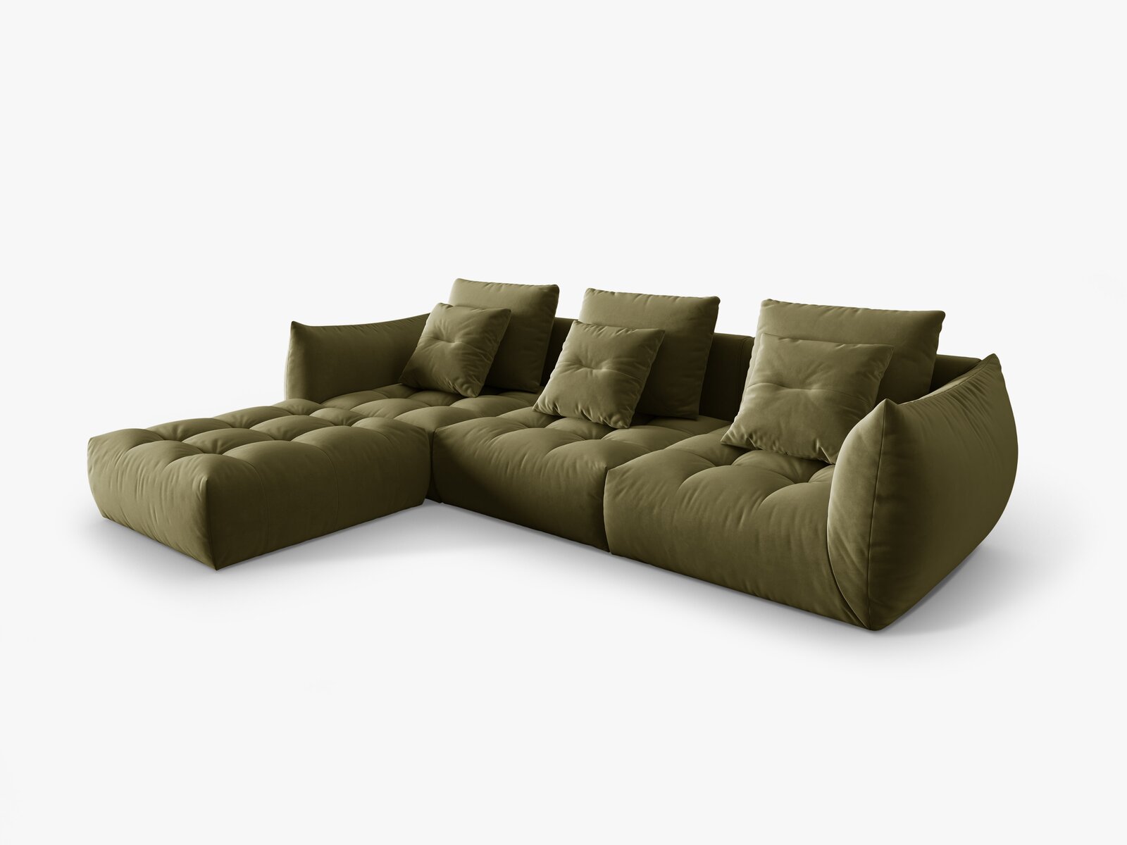 Micadoni Ecksofa Bloom 2-Sitzer Samt Hellgrün
